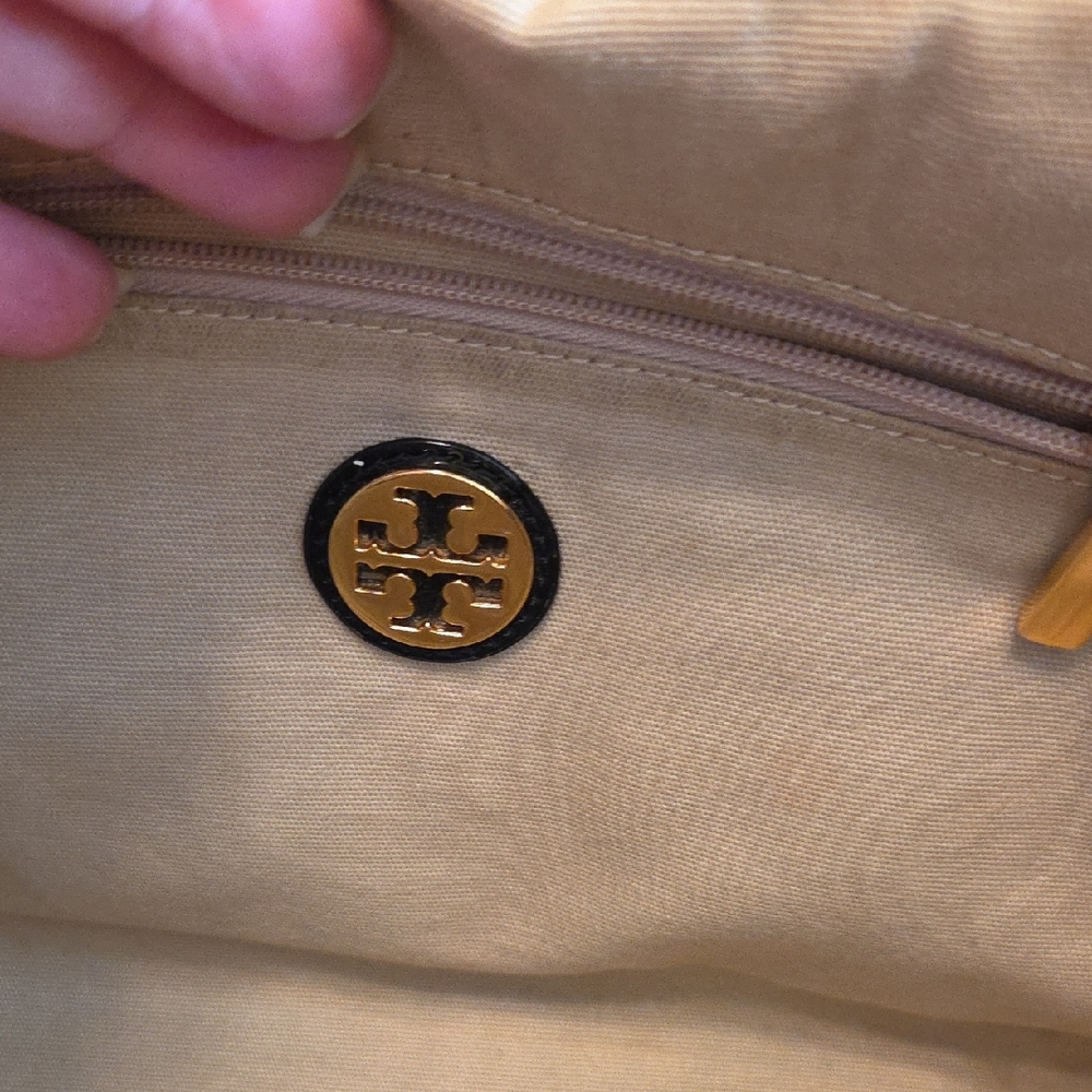 Tory Burch Black Nylon & Patent Tote Bag, Snap Closure, EUC - Picture 11 of 15